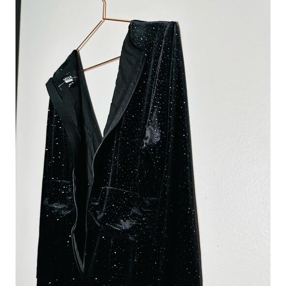 NISSA Black Velvet Crystal Embellished Sparkle Waist Strap Mini Dress Size US 10 - Picture 13 of 16